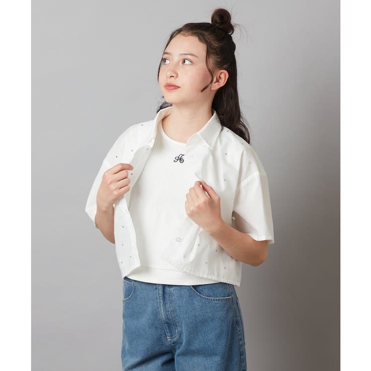 ホワイト | 【ジュニア】[160]ロゴ刺繍タンクトップ | a.v.v【KIDS】