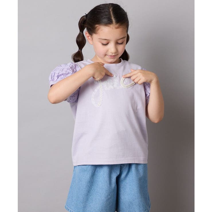 【接触冷感/ジメジメ対策】[120-160]パフスリーブロゴトップス | a.v.v【KIDS】 | 詳細画像15 