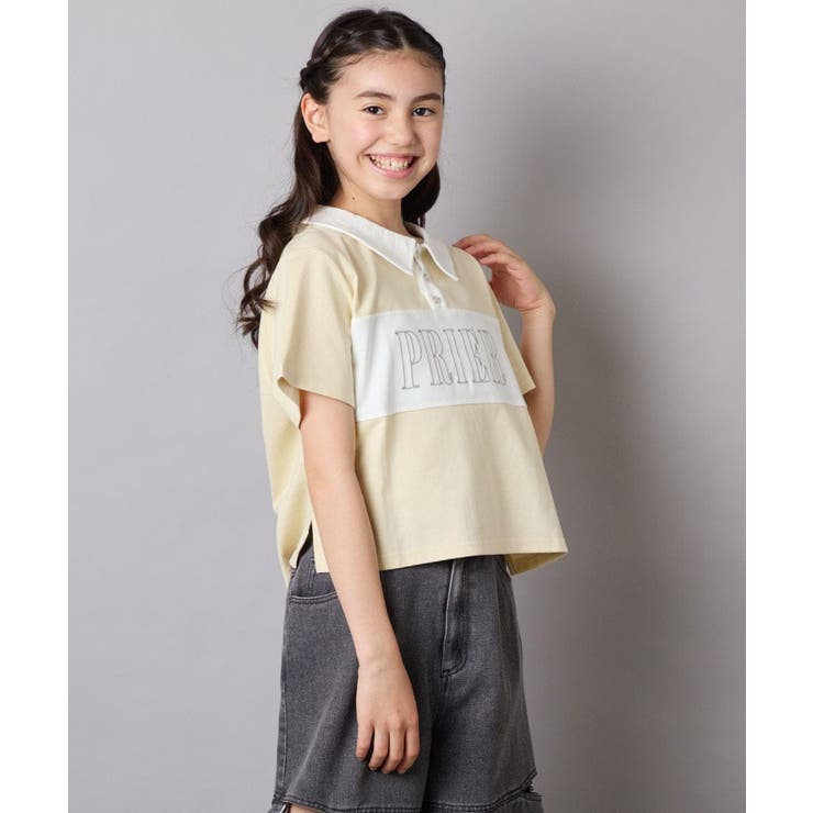 【接触冷感/ジメジメ対策】[130-160]えり付き切替ロゴTシャツ | a.v.v【KIDS】 | 詳細画像3 