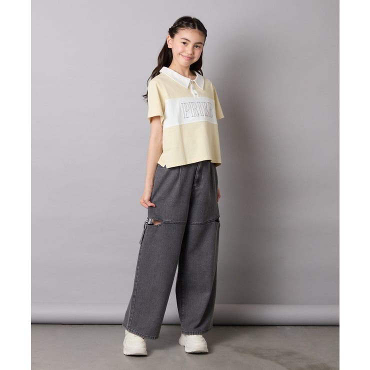 【接触冷感/ジメジメ対策】[130-160]えり付き切替ロゴTシャツ | a.v.v【KIDS】 | 詳細画像5 