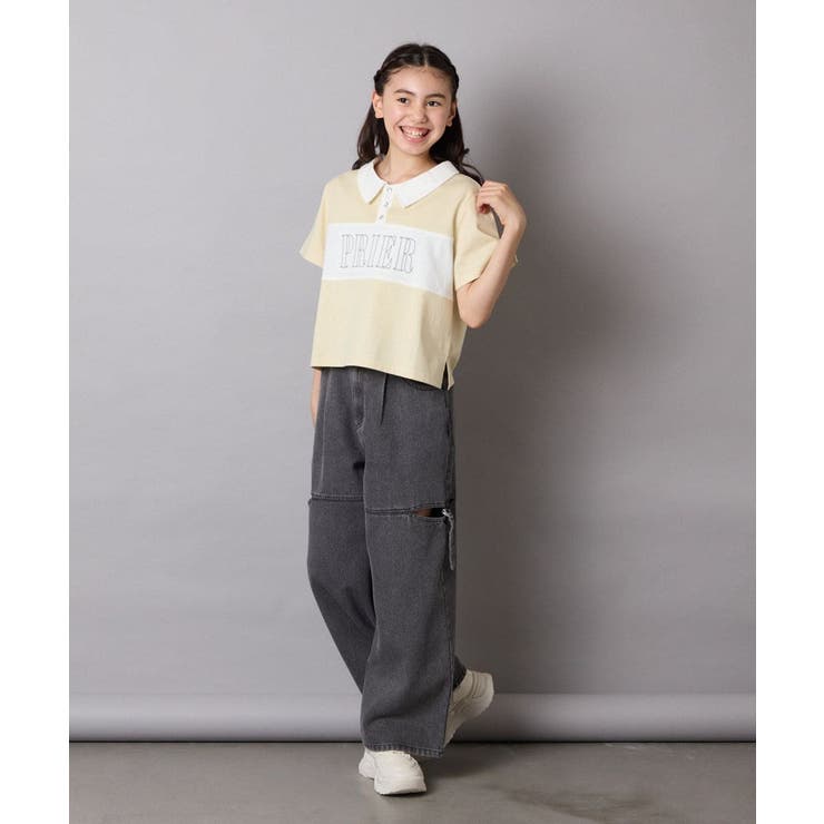 【接触冷感/ジメジメ対策】[130-160]えり付き切替ロゴTシャツ | a.v.v【KIDS】 | 詳細画像6 