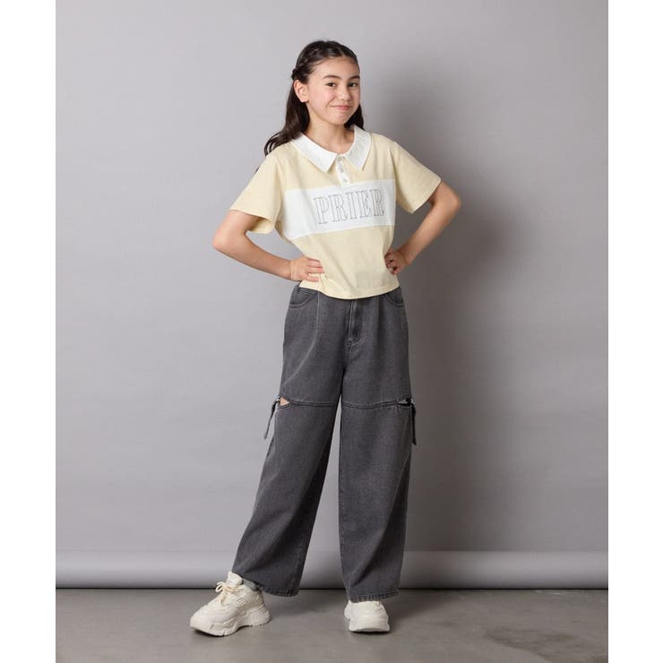 【接触冷感/ジメジメ対策】[130-160]えり付き切替ロゴTシャツ | a.v.v【KIDS】 | 詳細画像7 