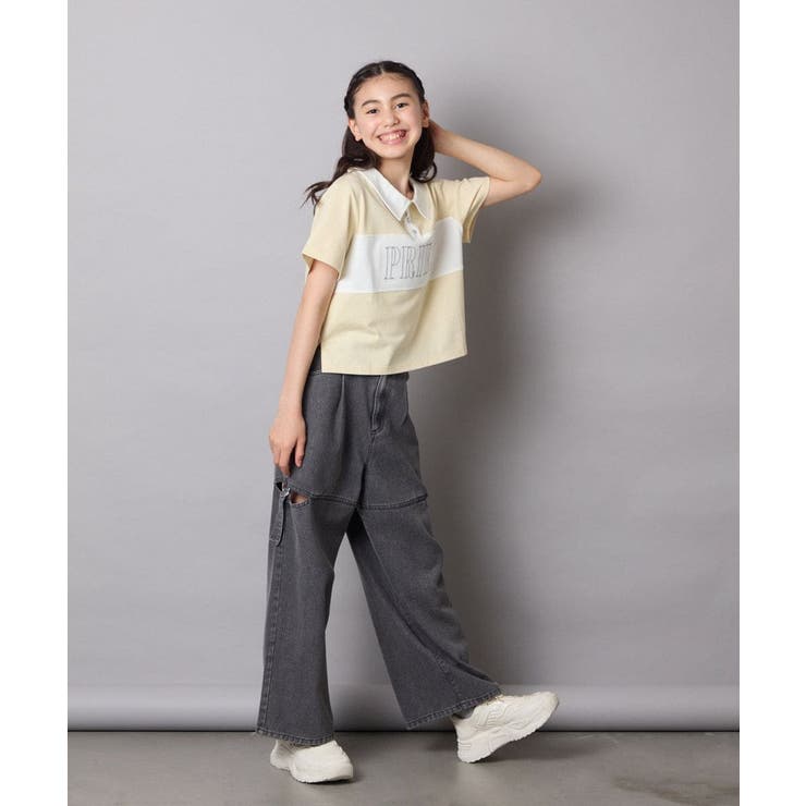 【接触冷感/ジメジメ対策】[130-160]えり付き切替ロゴTシャツ | a.v.v【KIDS】 | 詳細画像8 