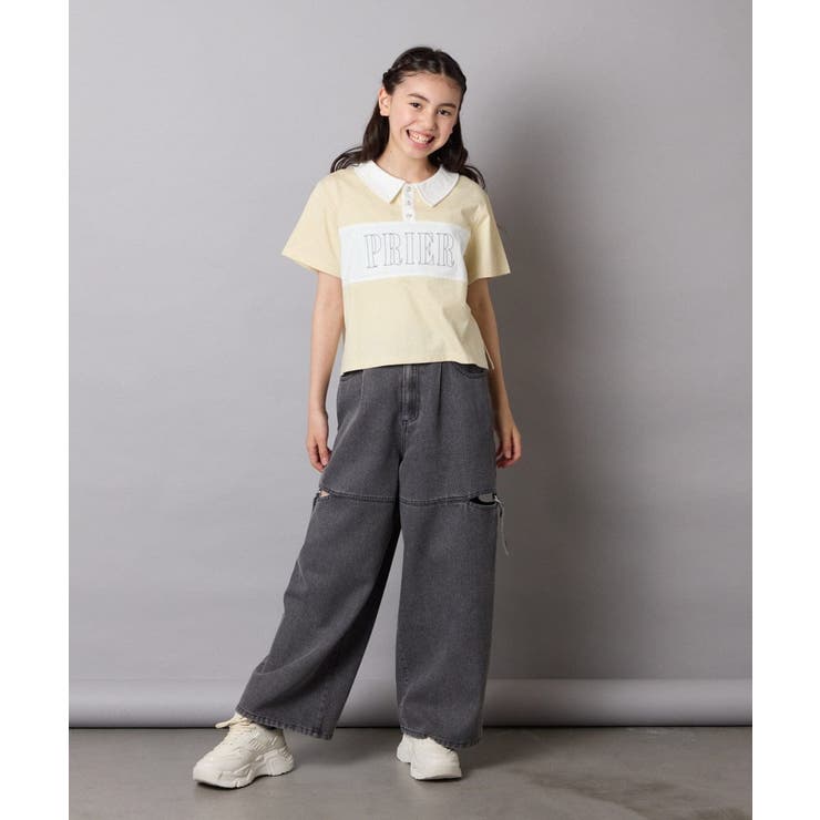 【接触冷感/ジメジメ対策】[130-160]えり付き切替ロゴTシャツ | a.v.v【KIDS】 | 詳細画像9 