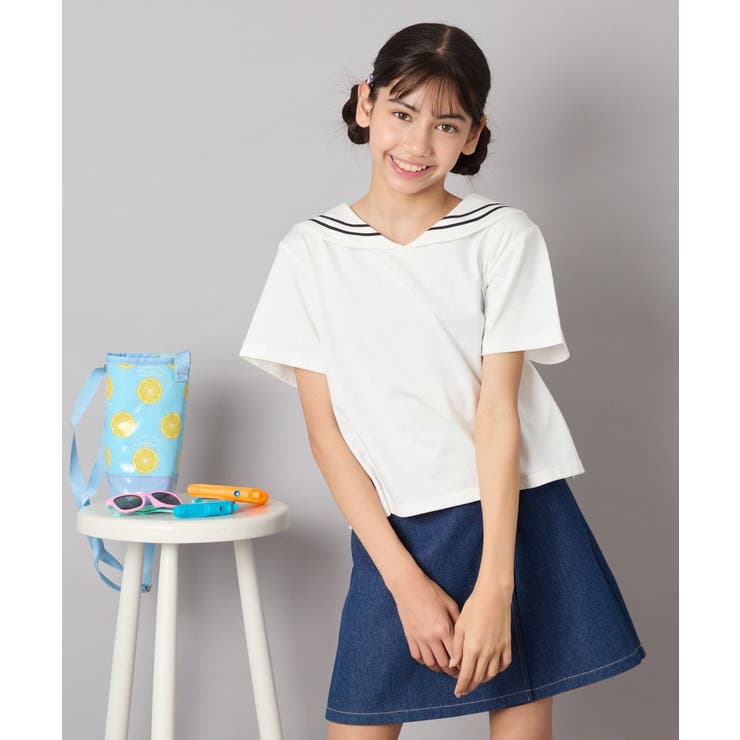 [120-160]【接触冷感/ジメジメ対策】セーラーカラーＴ | a.v.v【KIDS】 | 詳細画像2 