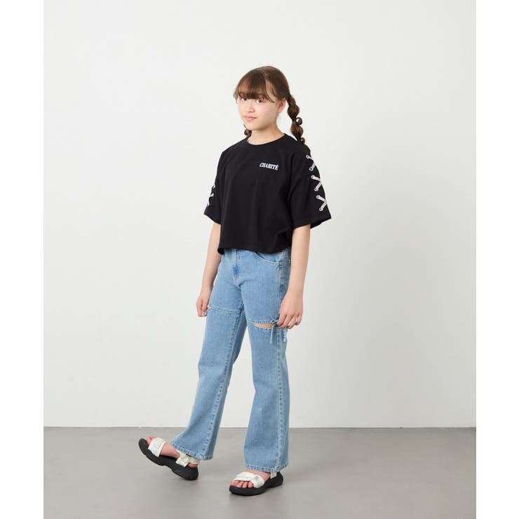 [130-160]【冷感/UVカット】レースアップロゴTシャツ | a.v.v【KIDS】 | 詳細画像35 