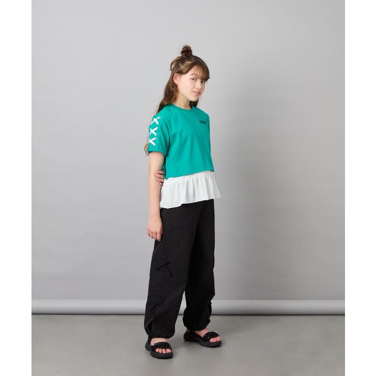 [130-160]【冷感/UVカット】レースアップロゴTシャツ | a.v.v【KIDS】 | 詳細画像4 
