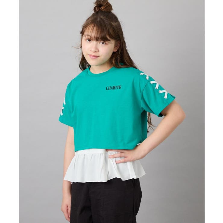 [130-160]【冷感/UVカット】レースアップロゴTシャツ | a.v.v【KIDS】 | 詳細画像6 