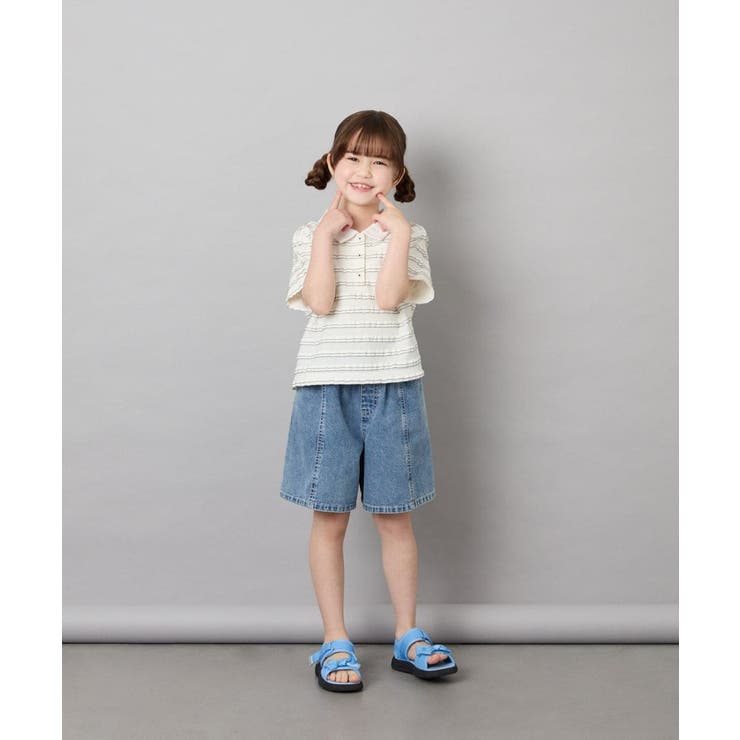 [130-160]【ママとお揃いコーデが叶う】フリルボーダーポロシャツ | a.v.v【KIDS】 | 詳細画像7 