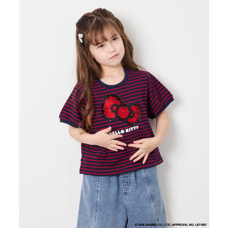 ネイビー | [120-160]【サンリオ/ママとお揃いコーデが叶う】ハローキティTシャツ | a.v.v【KIDS】
