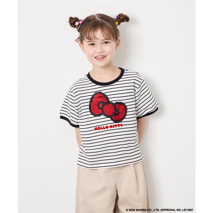 アイボリー | [120-160]【サンリオ/ママとお揃いコーデが叶う】ハローキティTシャツ | a.v.v【KIDS】