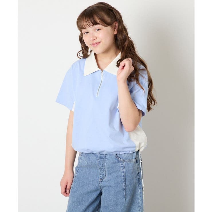[140-150]【男女兼用】襟付きバイカラーハーフジップ | a.v.v【KIDS】 | 詳細画像2 