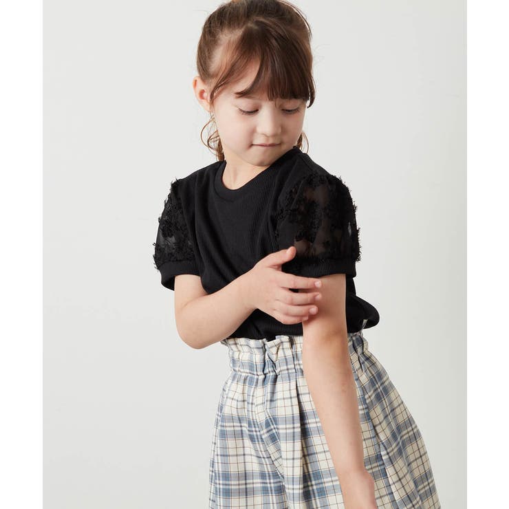 [100-130]【セットアップ対応】パフスリーブ異素材Ｔシャツ[品番：ITKW0013456]｜a.v.v【KIDS】（アーヴェヴェ）のキッズファッション通販｜SHOPLIST（ショップリスト）