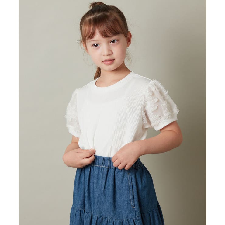 [100-130]【セットアップ対応】パフスリーブ異素材Ｔシャツ[品番：ITKW0013456]｜a.v.v【KIDS】（アーヴェヴェ）のキッズファッション通販｜SHOPLIST（ショップリスト）