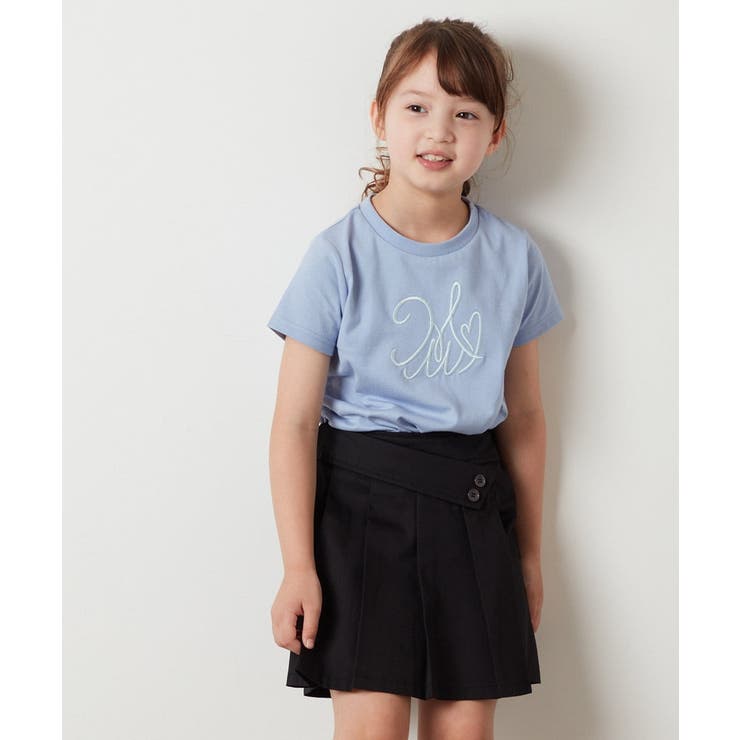 ライトブルー | [100-130]ビッグロゴ刺繍Tシャツ | a.v.v【KIDS】