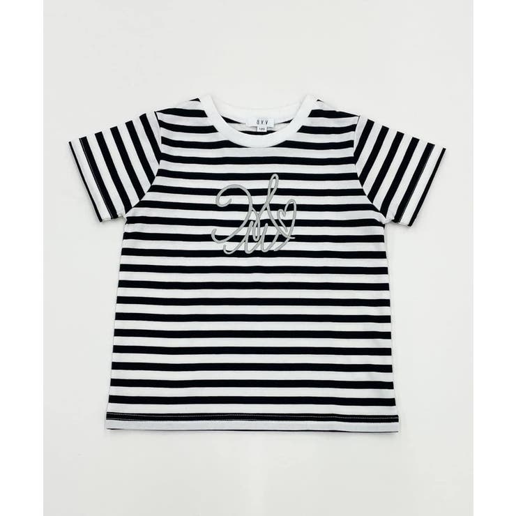 ボーダー | [100-130]ビッグロゴ刺繍Tシャツ | a.v.v【KIDS】