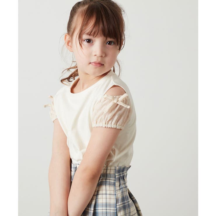 [140-150]袖シアーオフショルＴシャツ | a.v.v【KIDS】 | 詳細画像4 