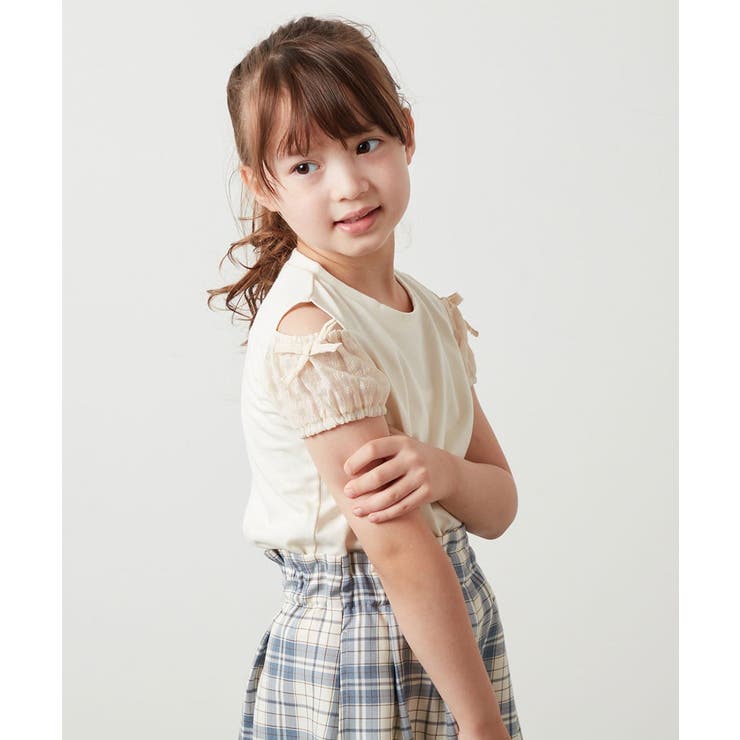[140-150]袖シアーオフショルＴシャツ | a.v.v【KIDS】 | 詳細画像5 
