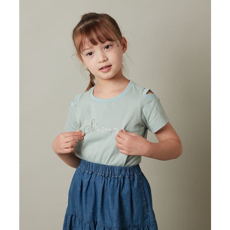 [140-150]ラインストーンロゴオフショルＴシャツ | a.v.v【KIDS】 | 詳細画像12 