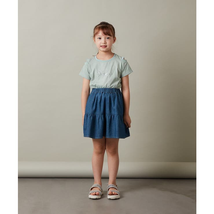 [140-150]ラインストーンロゴオフショルＴシャツ | a.v.v【KIDS】 | 詳細画像15 