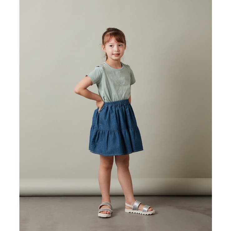 [140-150]ラインストーンロゴオフショルＴシャツ | a.v.v【KIDS】 | 詳細画像16 