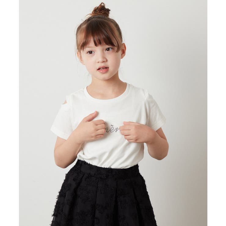 [140-150]ラインストーンロゴオフショルＴシャツ | a.v.v【KIDS】 | 詳細画像4 