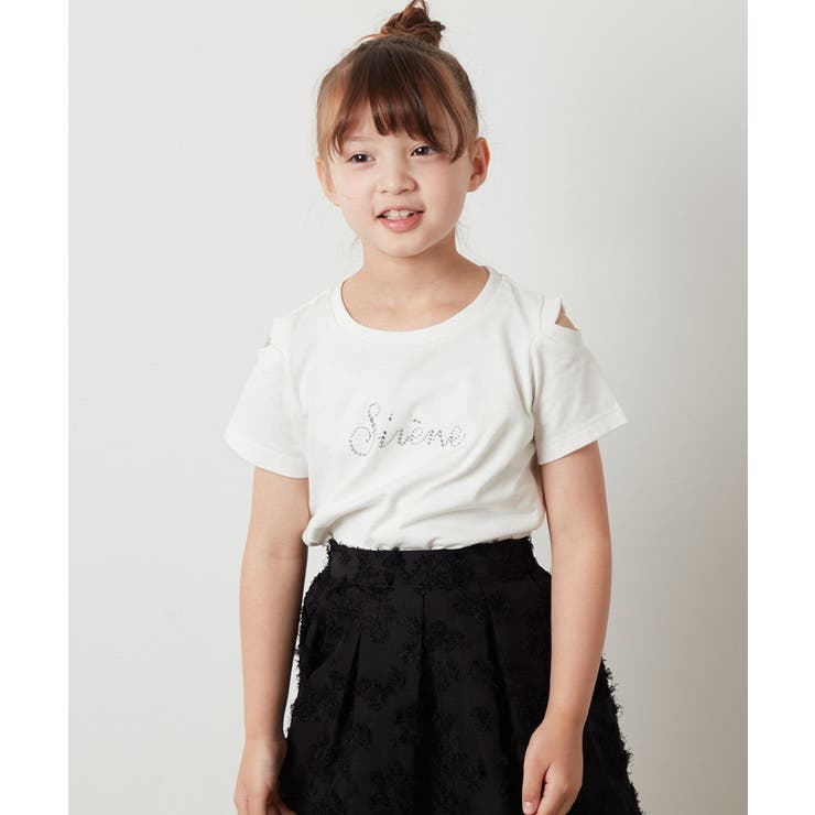 [140-150]ラインストーンロゴオフショルＴシャツ | a.v.v【KIDS】 | 詳細画像5 