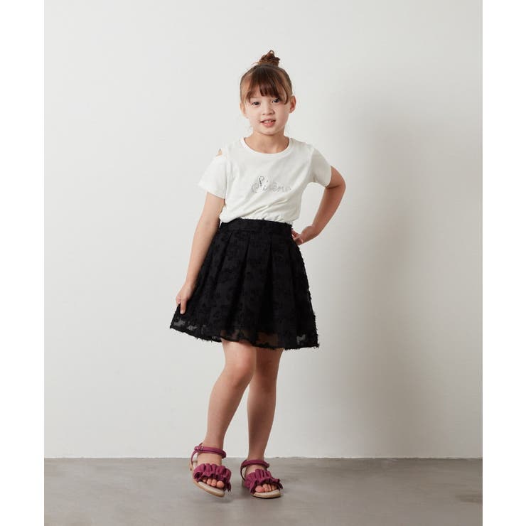 [140-150]ラインストーンロゴオフショルＴシャツ | a.v.v【KIDS】 | 詳細画像7 