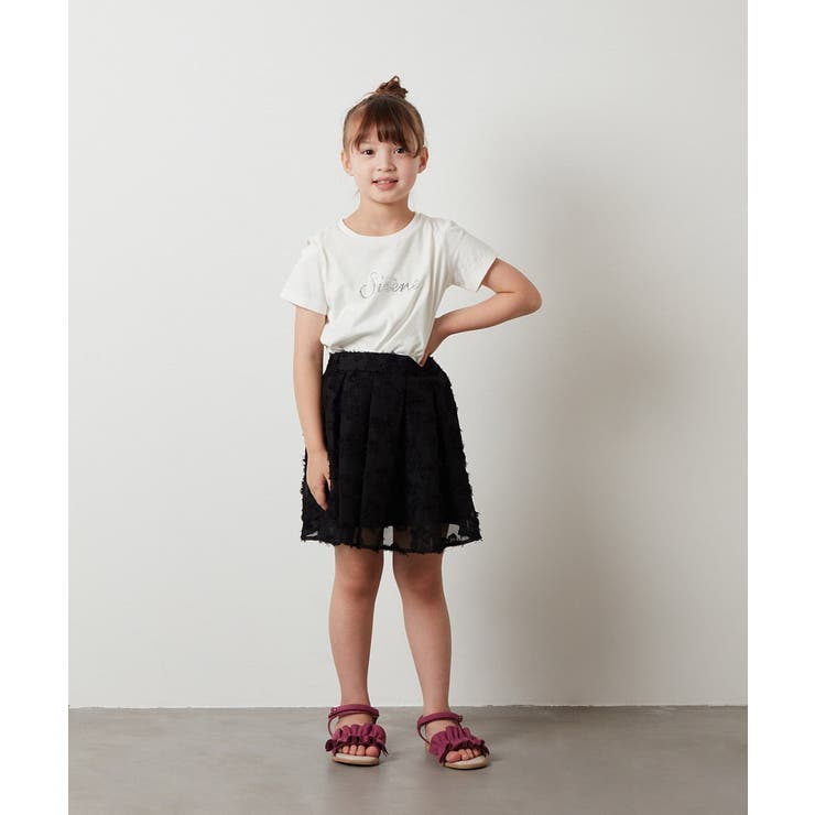 [140-150]ラインストーンロゴオフショルＴシャツ | a.v.v【KIDS】 | 詳細画像9 