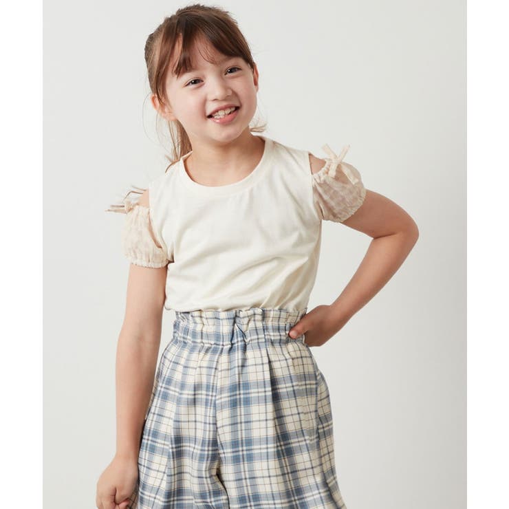 [160]袖シアーオフショルＴシャツ | a.v.v【KIDS】 | 詳細画像3 