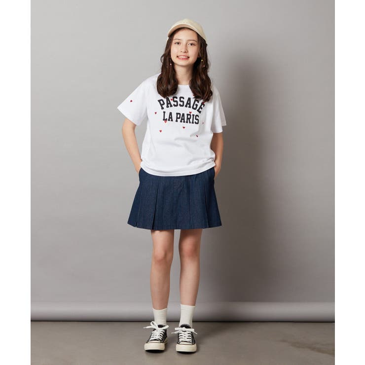 ハート刺繍＆ロゴプリントゆるTシャツ | a.v.v【KIDS】 | 詳細画像15 