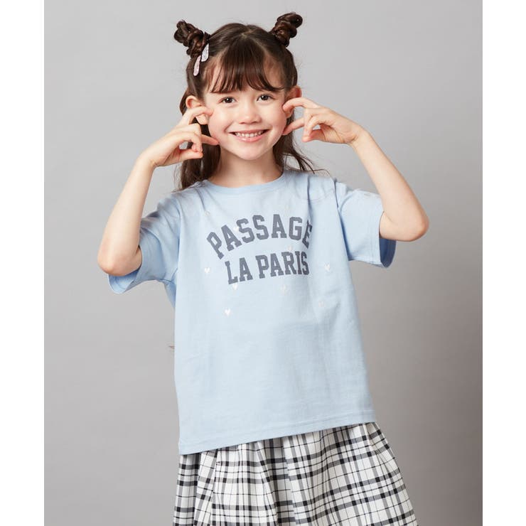 ハート刺繍＆ロゴプリントゆるTシャツ | a.v.v【KIDS】 | 詳細画像3 