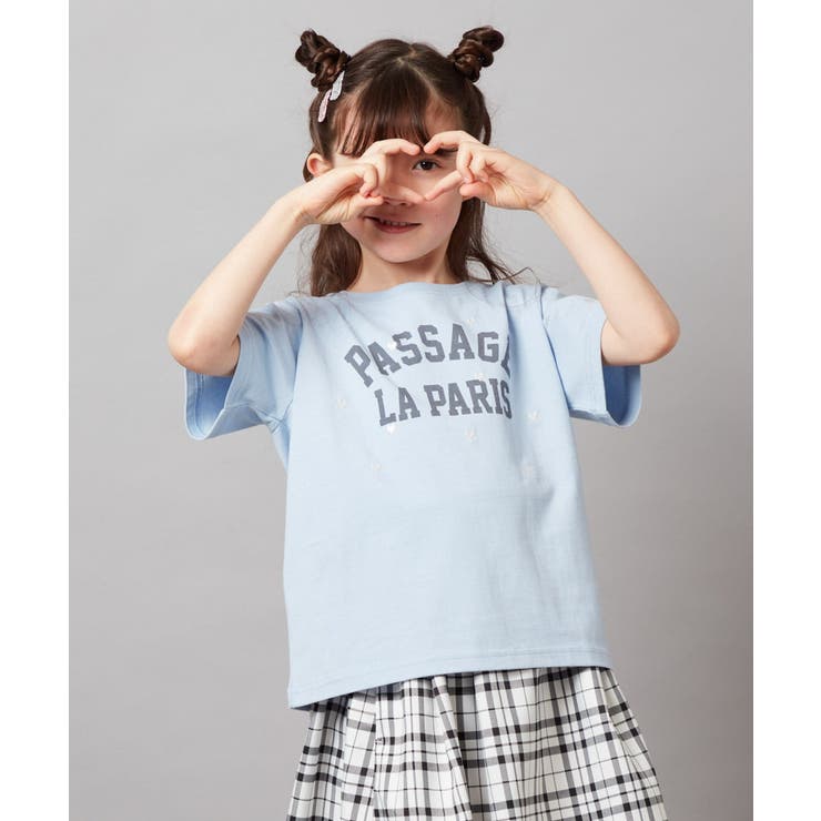 ハート刺繍＆ロゴプリントゆるTシャツ | a.v.v【KIDS】 | 詳細画像4 