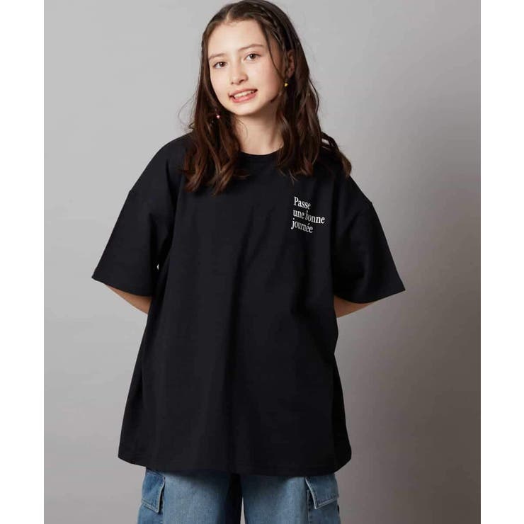 ブラック | スプレーアート風オーバーＴシャツ | a.v.v【KIDS】