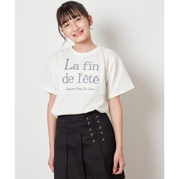 ホワイト | [100-130]【接触冷感】ロゴ刺繍ゆるTシャツ | a.v.v【KIDS】