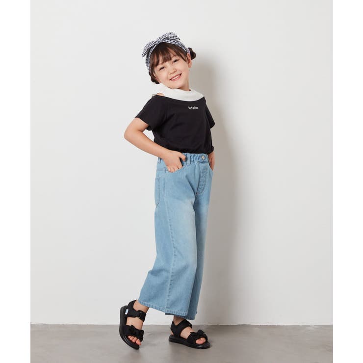 [100-130]【接触冷感】レイヤード風オフショルTシャツ | a.v.v【KIDS】 | 詳細画像11 