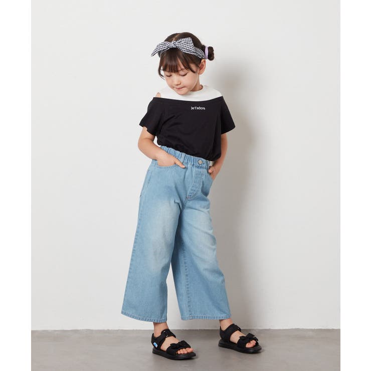 [100-130]【接触冷感】レイヤード風オフショルTシャツ | a.v.v【KIDS】 | 詳細画像12 