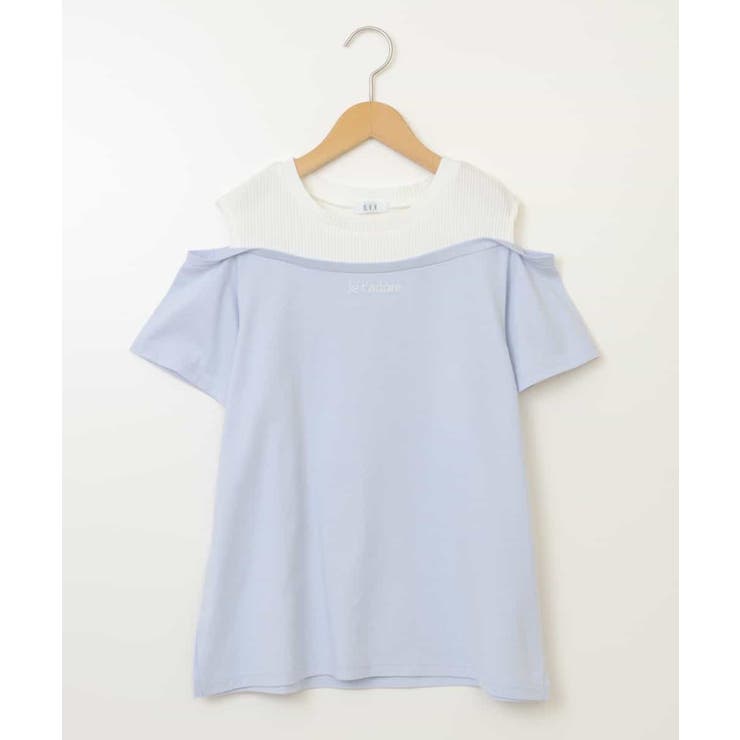 [100-130]【接触冷感】レイヤード風オフショルTシャツ | a.v.v【KIDS】 | 詳細画像2 