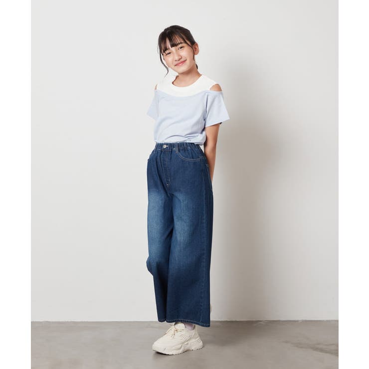 [100-130]【接触冷感】レイヤード風オフショルTシャツ | a.v.v【KIDS】 | 詳細画像22 