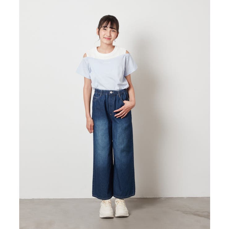 [100-130]【接触冷感】レイヤード風オフショルTシャツ | a.v.v【KIDS】 | 詳細画像24 