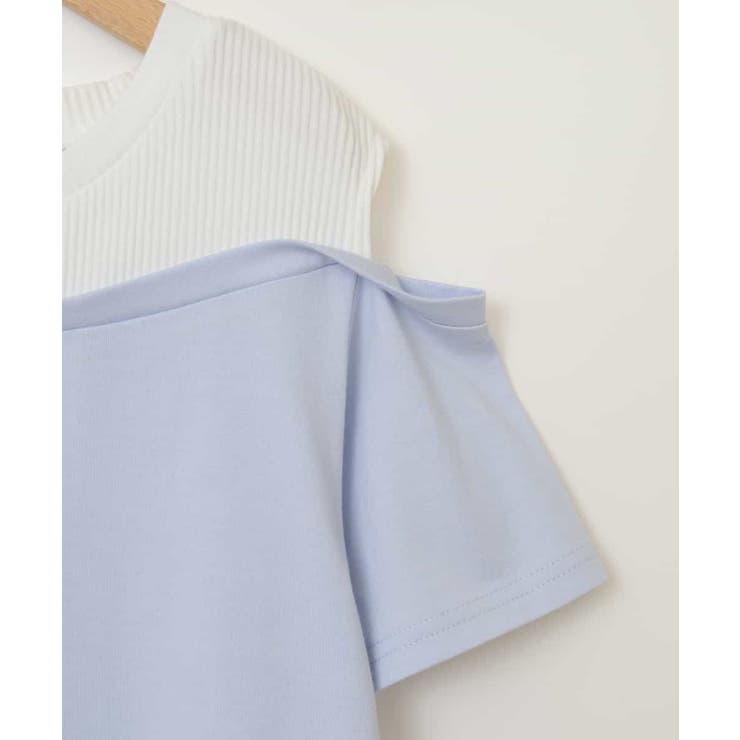 [100-130]【接触冷感】レイヤード風オフショルTシャツ | a.v.v【KIDS】 | 詳細画像5 