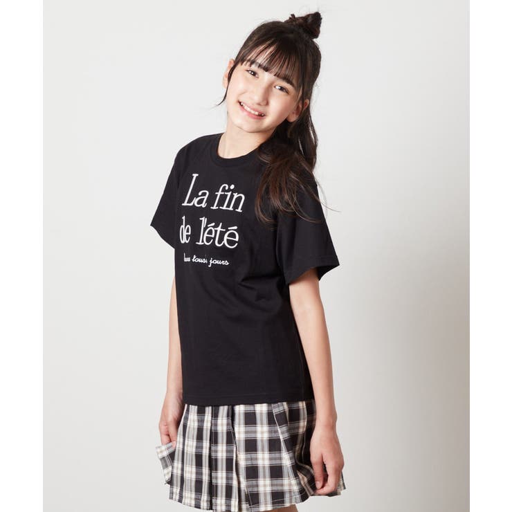 ブラック | [140-150]【接触冷感】ロゴ刺繍ゆるTシャツ | a.v.v【KIDS】