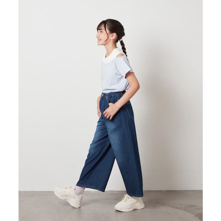 [140-150]【接触冷感】レイヤード風オフショルTシャツ | a.v.v【KIDS】 | 詳細画像10 