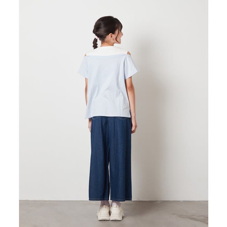 [140-150]【接触冷感】レイヤード風オフショルTシャツ | a.v.v【KIDS】 | 詳細画像12 