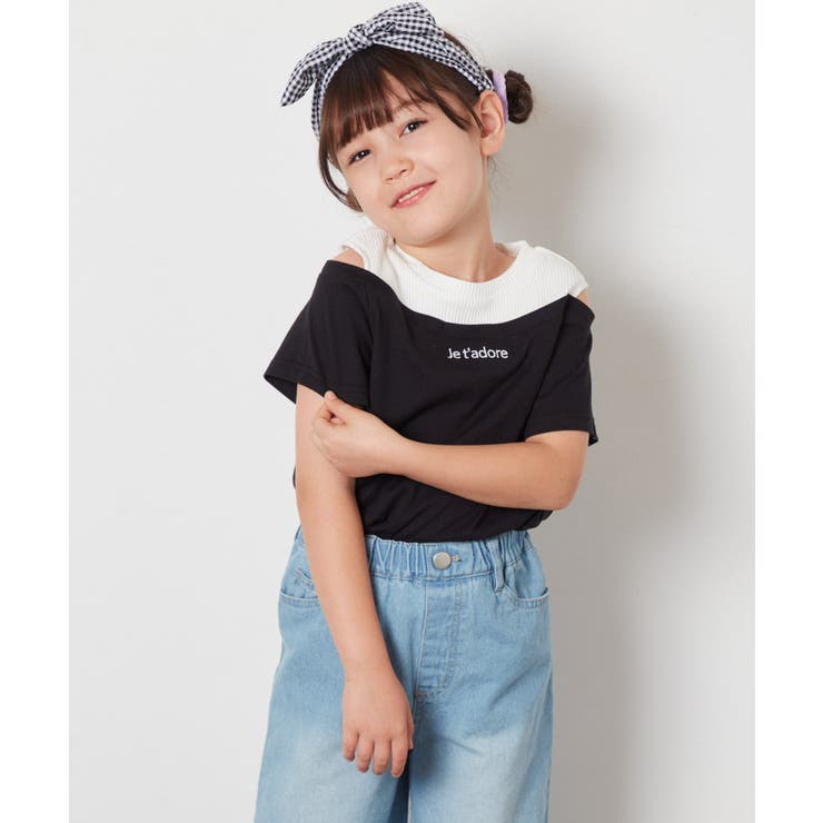 [140-150]【接触冷感】レイヤード風オフショルTシャツ | a.v.v【KIDS】 | 詳細画像15 