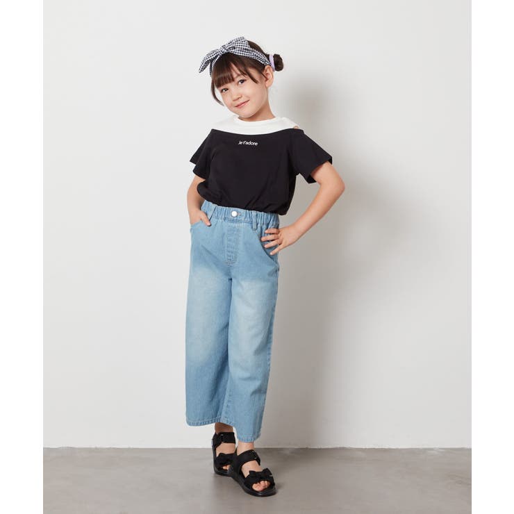 [140-150]【接触冷感】レイヤード風オフショルTシャツ | a.v.v【KIDS】 | 詳細画像16 