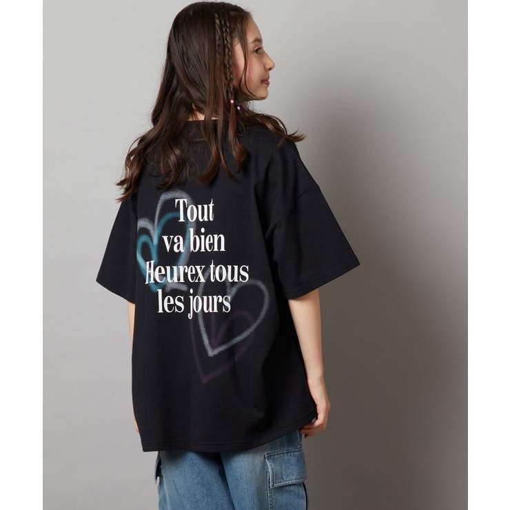 ブラック | 【ジュニア】[160]スプレーアート風オーバーＴシャツ | a.v.v【KIDS】