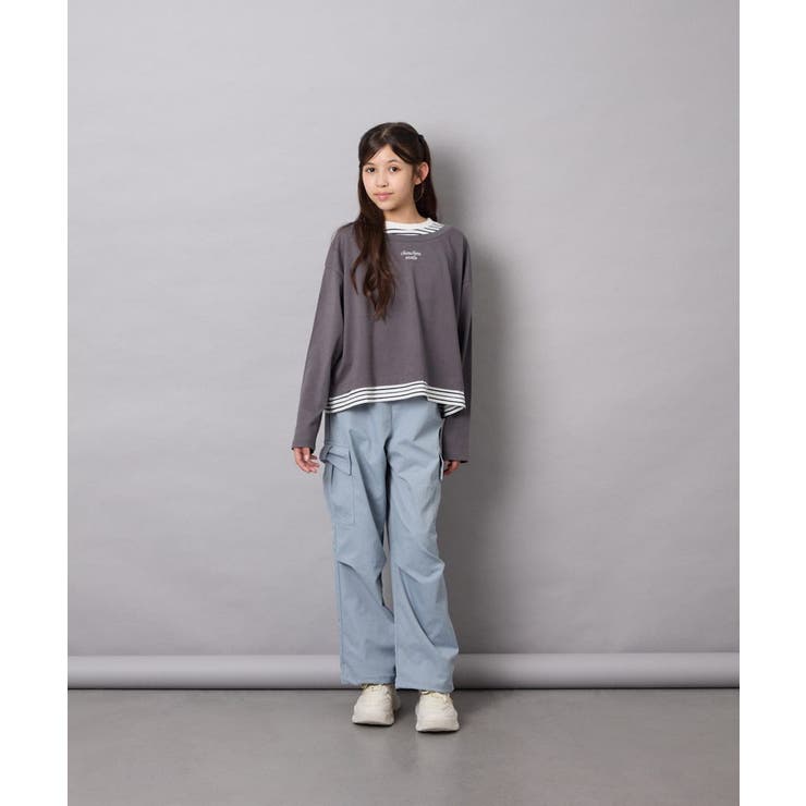 [140-160]ボーダーレイヤード風ロングTシャツ | a.v.v【KIDS】 | 詳細画像25 