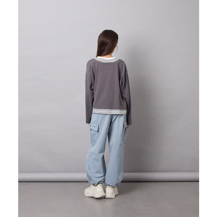 [140-160]ボーダーレイヤード風ロングTシャツ | a.v.v【KIDS】 | 詳細画像29 