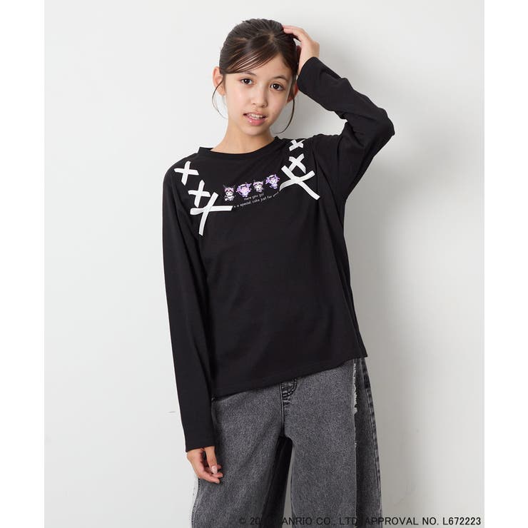ブラック | [110-150]【サンリオ/数量限定】クロミレースアップTシャツ | a.v.v【KIDS】